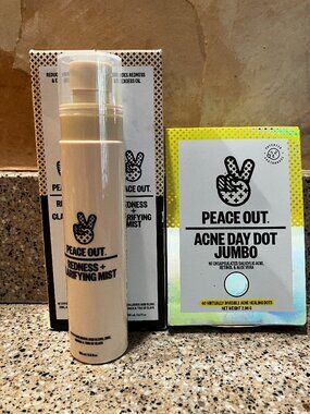 Peace Out Set of 3 Calm Redness & Clarifying Sprays & Acne Jumbo Dots! NEW